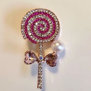 Lollipop Gem filled Brooch With Simulated Pearl